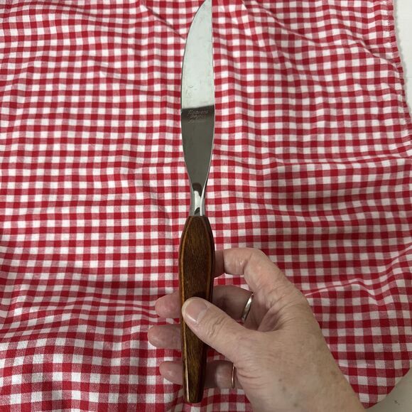 Fleetwood Stainless Steel Serving Knife MCM Rose Wood Handle 11.5”Long Excellent - Picture 3 of 8